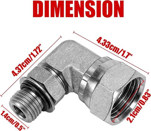 Replacement 6901-06-08 90° Elbow Adapter 3/8" Male BOSS Swivel ORB x 1/2" NPSM Female Pipe Swivel, for Hydraulic Elbow Pipe Fittings Carbon Steel in Saudi Arabia