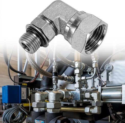 Replacement 6901-06-08 90° Elbow Adapter 3/8" Male BOSS Swivel ORB x 1/2" NPSM Female Pipe Swivel, for Hydraulic Elbow Pipe Fittings Carbon Steel in Saudi Arabia