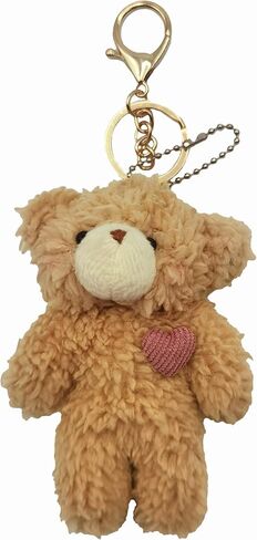 2 PCS Bear Plush Keychain ، Pleat Pear Pear محشو بالحيوانات مع هدية عيد ميلاد Heart Pink Heart للأطفال (Brown White) in Kuwait