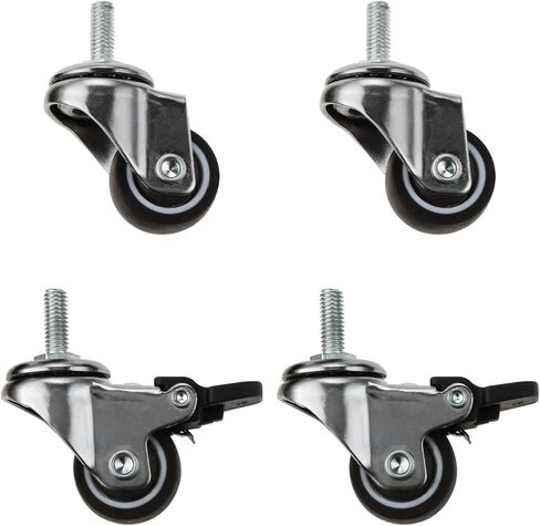 4Pcs 1 Inch Furniture Casters Wheels Small Shopping Trolley Swivel Caster Wheels Mute Crib Caster with Brake(A) in Saudi Arabia