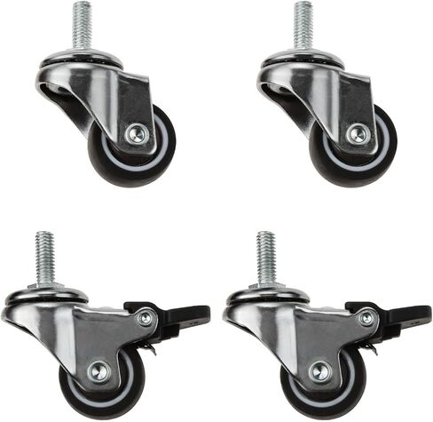 4Pcs 1 Inch Furniture Casters Wheels Small Shopping Trolley Swivel Caster Wheels Mute Crib Caster with Brake(A) in Saudi Arabia