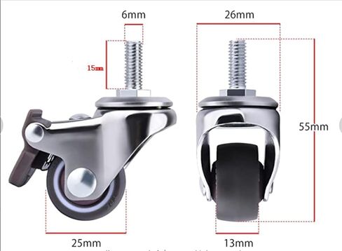 4Pcs 1 Inch Furniture Casters Wheels Small Shopping Trolley Swivel Caster Wheels Mute Crib Caster with Brake(A) in Saudi Arabia