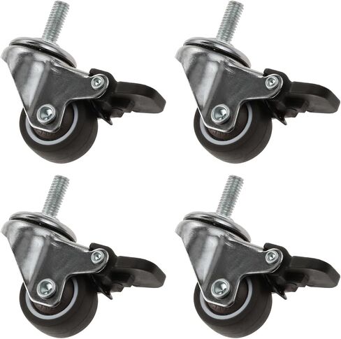 4Pcs 1 Inch Furniture Casters Wheels Small Shopping Trolley Swivel Caster Wheels Mute Crib Caster with Brake(A) in Saudi Arabia