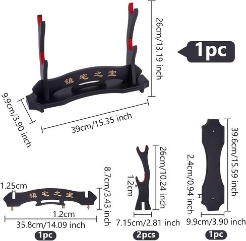 OLYCRAFT 2 فئة سيف خشبي ، 15.4x10.2x3.9 بوصة ، رف شاشة ساموراي ساموراي سافيرف حامل مع شخصية صينية لكاتانا واكزاشي تانتو in Kuwait