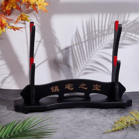 OLYCRAFT 2 فئة سيف خشبي ، 15.4x10.2x3.9 بوصة ، رف شاشة ساموراي ساموراي سافيرف حامل مع شخصية صينية لكاتانا واكزاشي تانتو in Kuwait