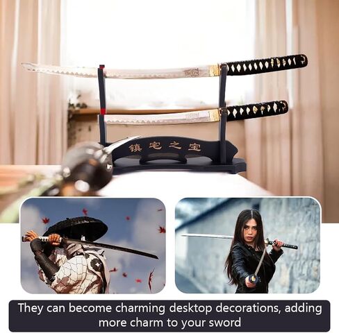 OLYCRAFT 2 فئة سيف خشبي ، 15.4x10.2x3.9 بوصة ، رف شاشة ساموراي ساموراي سافيرف حامل مع شخصية صينية لكاتانا واكزاشي تانتو in Kuwait