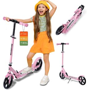 Kick Scooter for Kids Ages 6+, Teens & Adults, Adjustable Handlebars, Rear Brake, Big Wheel Foldable Scooter for Indoor & Outdoor in Kuwait