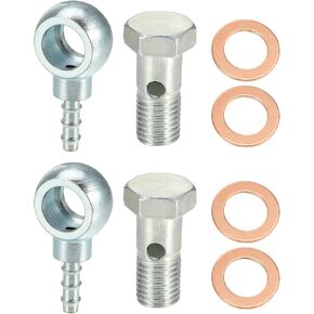 ACROPIX 12mm Diameter M12x1.5 Banjo Hose Barb Bolt Fittings Universal Banjo Fitting Fuel Line with Copper Washers for Motorcycle Car Silver Tone - Pack of 4 in Saudi Arabia