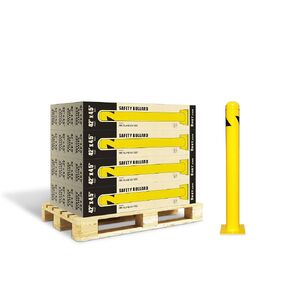1 Pack - Safety Bollard 24''H x 4.5''D, 12Ga (2.7 mm), Base-8x8'', with 4 Free Anchor Bolts, Heavy Duty Yellow Powder Coated Safety Parking Barrier Post in Saudi Arabia