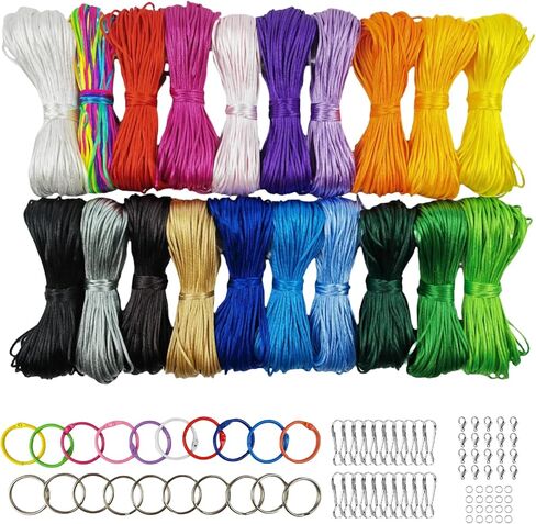 Frehapkids 2.5mm 20 Colors Nylon String for Bracelets, Jewelry Making Satin Cord for Friendship Bracelets, Keychain, Lanyard, Knotting in Saudi Arabia