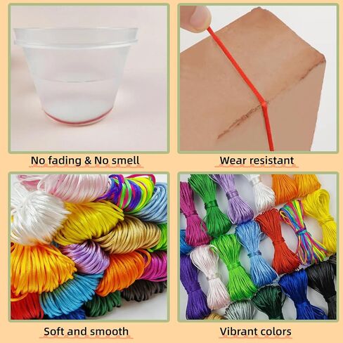 Frehapkids 2.5mm 20 Colors Nylon String for Bracelets, Jewelry Making Satin Cord for Friendship Bracelets, Keychain, Lanyard, Knotting in Saudi Arabia