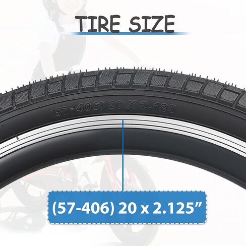 MEGHNA Kids Bike Tire 20 x 2.125 inch Grooves Tread Anti - Slip with Tire Lever (57-406) Foldable Tire Replacement for Kids Bike BMX Mountain in Saudi Arabia