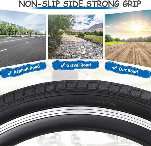 MEGHNA Kids Bike Tire 20 x 2.125 inch Grooves Tread Anti - Slip with Tire Lever (57-406) Foldable Tire Replacement for Kids Bike BMX Mountain in Saudi Arabia
