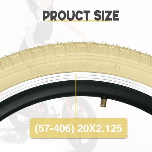 Meghna Kids Bike Tyre 20 × 2.125 بوصة أخاديد فقي مضاد - زلة مع ذراع الإطارات (57-406) استبدال الإطارات القابلة للطي للأطفال BMX Mountain in Kuwait