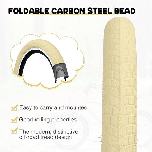 Meghna Kids Bike Tyre 20 × 2.125 بوصة أخاديد فقي مضاد - زلة مع ذراع الإطارات (57-406) استبدال الإطارات القابلة للطي للأطفال BMX Mountain in Kuwait