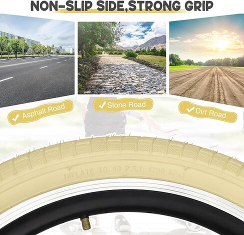 Meghna Kids Bike Tyre 20 × 2.125 بوصة أخاديد فقي مضاد - زلة مع ذراع الإطارات (57-406) استبدال الإطارات القابلة للطي للأطفال BMX Mountain in Kuwait