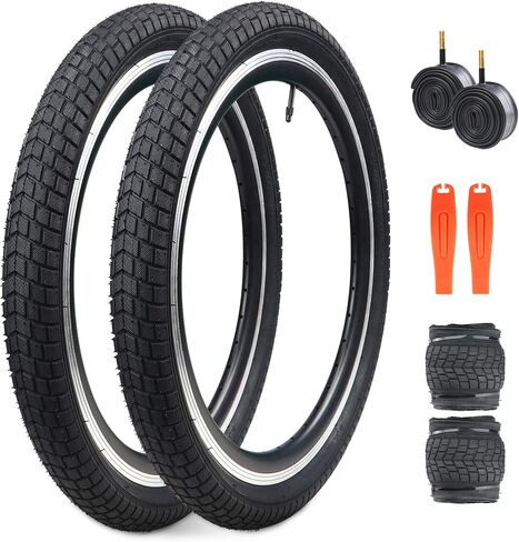 MEGHNA Kids Bike Tire 20 x 2.125 inch Grooves Tread Anti - Slip with Tire Lever (57-406) Foldable Tire Replacement for Kids Bike BMX Mountain in Saudi Arabia