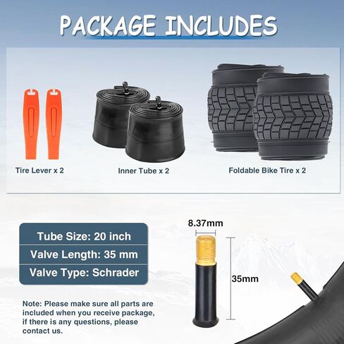MEGHNA Kids Bike Tire 20 x 2.125 inch Grooves Tread Anti - Slip with Tire Lever (57-406) Foldable Tire Replacement for Kids Bike BMX Mountain in Saudi Arabia