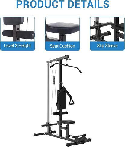 Lat Arom Arow Machine مع محطة بكرة عالية ومنخفضة ، آلة كابل ROW LAT مع دعم الساقين القابل للتعديل ، معدات تمرينات في الظهر الثقيلة للتدريب على قوة الصالة الرياضية المنزلية ، اللون الأحمر الأسود in Kuwait