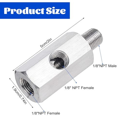 محول تي شيرات استشعار ضغط الزيت ، m10x1.0 أنثى إلى M10 × 1.0 ذكر مع 1/8 NPT المنفذ الجانبي خرطوم الفولاذ المقاوم للصدأ لخط توريد زيت توربو in Saudi Arabia