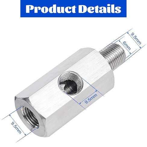 محول تي شيرات استشعار ضغط الزيت ، m10x1.0 أنثى إلى M10 × 1.0 ذكر مع 1/8 NPT المنفذ الجانبي خرطوم الفولاذ المقاوم للصدأ لخط توريد زيت توربو in Saudi Arabia