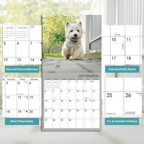 2025-2026 Wall Calendar,Yorkshire Terrier Wall Calendar, 12" x 24" Open,Family Planner Calendar Organizer with Yorkshire Images, for Dogs Lovers in Kuwait
