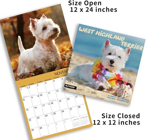2025-2026 Wall Calendar,Yorkshire Terrier Wall Calendar, 12" x 24" Open,Family Planner Calendar Organizer with Yorkshire Images, for Dogs Lovers in Kuwait