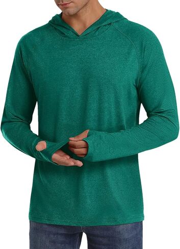 Men's Hooded Lightweight Long Sleeved T-Shirt Solid Color Casual Slim Fit Long Sleeved Outdoor Top in Kuwait