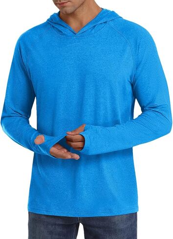 Men's Hooded Lightweight Long Sleeved T-Shirt Solid Color Casual Slim Fit Long Sleeved Outdoor Top in Kuwait
