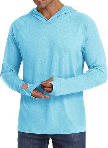 Men's Hooded Lightweight Long Sleeved T-Shirt Solid Color Casual Slim Fit Long Sleeved Outdoor Top in Kuwait