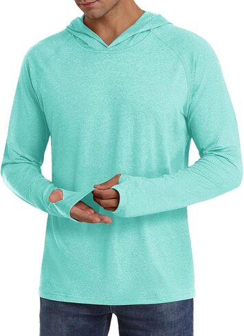 Men's Hooded Lightweight Long Sleeved T-Shirt Solid Color Casual Slim Fit Long Sleeved Outdoor Top in Kuwait