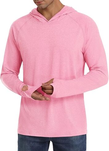 Men's Hooded Lightweight Long Sleeved T-Shirt Solid Color Casual Slim Fit Long Sleeved Outdoor Top in Kuwait