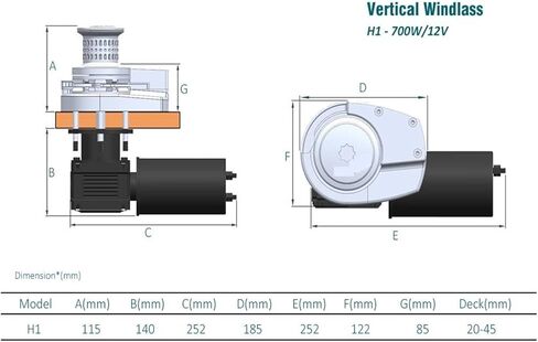 Caarla Electric Anchor Winch 12V 700W مرساة رأسية Winch Windlass مع/بدون يخت قارب كابستان (حبل 6 مم) in Saudi Arabia