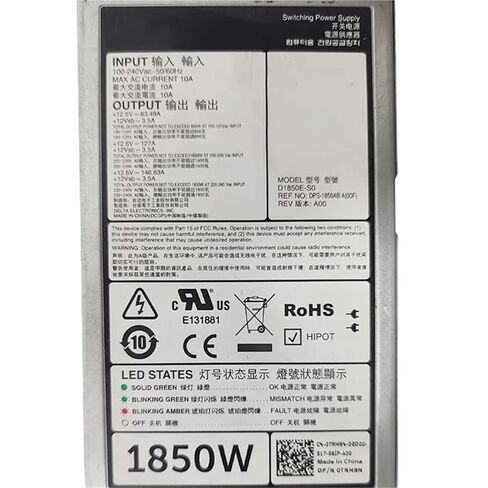 09r99k 0trm9n لـ PowerEdge R840 R940 C4130 C4140 1850W Switching Power Supply D1850E-S0 9R99K TRM9N in Kuwait