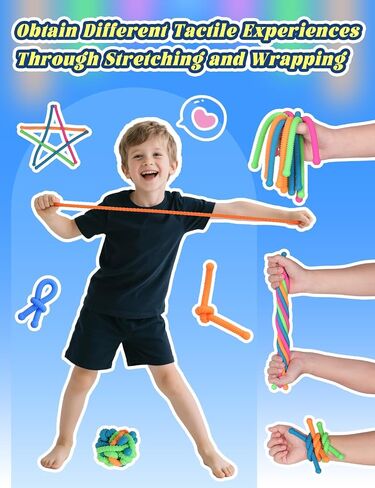 10 Pack Sensory Autism Toys for Kids – Colorful Stretchy Sensory Strings for Kids with Autism, ADHD, Anxiety – Durable Sensory Toys in Gift Box for Boys & Girls, Travel & Classroom Use - Smooth in Saudi Arabia