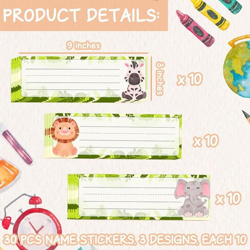 Name Tags for Classroom & Cubby, 30 Pcs Durable Pastel Students Name Plates, Self-Adhesive Locker Tags for Elementary School Teacher Must Haves (3" x 9")-A03 in Kuwait