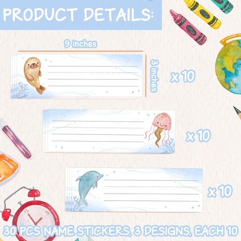 Name Tags for Classroom & Cubby, 30 Pcs Durable Pastel Students Name Plates, Self-Adhesive Locker Tags for Elementary School Teacher Must Haves (3" x 9")-A03 in Kuwait