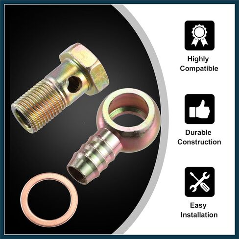 4 Set 18mm Banjo Hose Barb Bolt Fittings Banjo Bolt Washer Bronze Tone with 18mm Spacers for Car Automotive Parts in Saudi Arabia