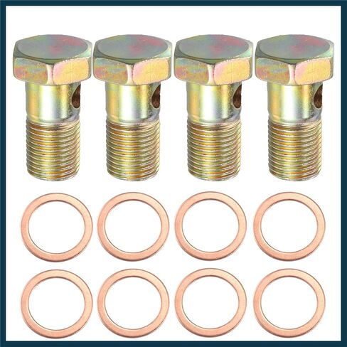4 Set 18mm Banjo Hose Barb Bolt Fittings Banjo Bolt Washer Bronze Tone with 18mm Spacers for Car Automotive Parts in Saudi Arabia