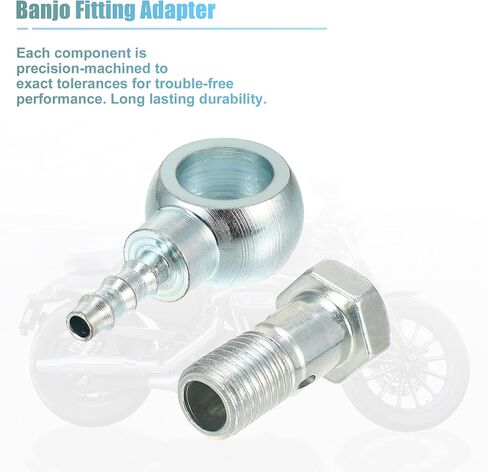 ACROPIX 12mm Diameter M12x1.5 Banjo Hose Barb Bolt Fittings Universal Banjo Fitting Fuel Line with Copper Washers for Motorcycle Car Silver Tone - Pack of 4 in Saudi Arabia