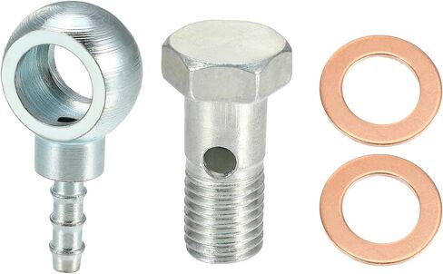 Acropix 12mm قطر M12x1.5 Banjo خرطوم Barb الترباس تجهيزات الوقود البانجو العالمي مع غسالات النحاس لليئة دراجة نارية الفضة - حزمة من 4 in Saudi Arabia