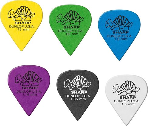 Dunlop Tortex Sharp Guitar يختار عينة مجموعة متنوعة مزيج (2 من كل مقياس) حزمة 12/لاعب in Saudi Arabia