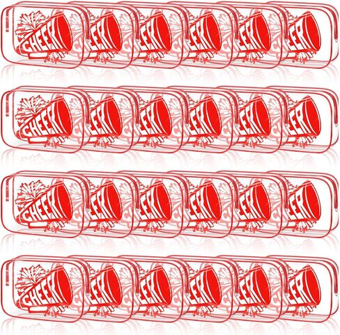 KACCTYEN 24 PCS Black Cheer Makeup Bag Gifts Bulk Bulk for Team 7 X 4.7 × 2.4 '' Bag Bag Cheerleader PVC CASE CLAY CLEAR ZIPPER ZIPPER BEACT in Kuwait