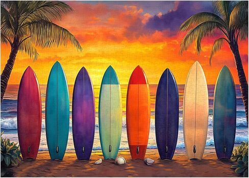 Beach Puzzles for Adults 1000 Pieces, PICKFORU Vintage Summer Puzzle Lounge Chair Beach Vacation, Difficult Seaside Puzzles for Adults, Colorful Art Puzzle as Wall Decor in Saudi Arabia
