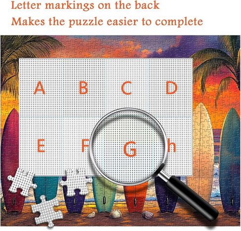 Beach Puzzles for Adults 1000 Pieces, PICKFORU Vintage Summer Puzzle Lounge Chair Beach Vacation, Difficult Seaside Puzzles for Adults, Colorful Art Puzzle as Wall Decor in Saudi Arabia