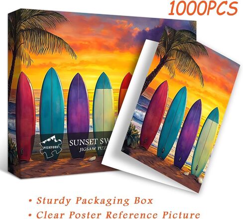 Beach Puzzles for Adults 1000 Pieces, PICKFORU Vintage Summer Puzzle Lounge Chair Beach Vacation, Difficult Seaside Puzzles for Adults, Colorful Art Puzzle as Wall Decor in Saudi Arabia