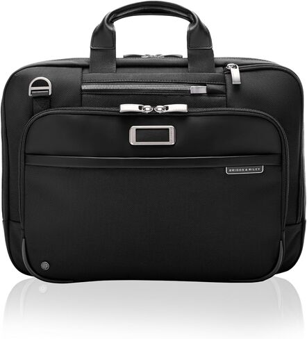 Briggs & Riley Large Expandable Briefcase - Laptop Bag for Work & Travel, Briefcases for Men & Women, Includes Shoulder Strap, Self-Repairing Zipper, Fits up to 17" Computer - @work Collection, Black in Saudi Arabia