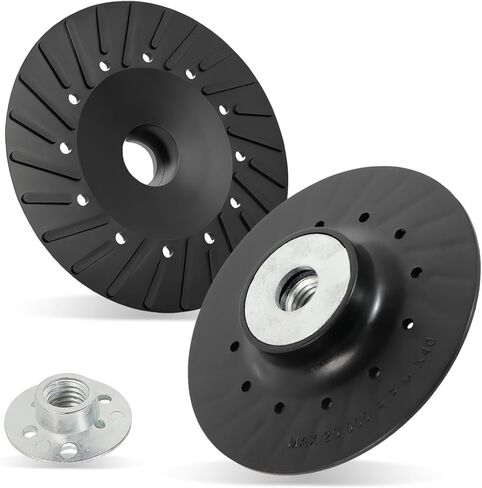 (2 Pack) 4.5 Inch Angle Grinder Backing Pad, 5/8"-11 Thread Ribbed Turbo Pad for Fiber Discs, Non-Slip Design, Compatible with DeWalt, Bosch,BHA & More in Saudi Arabia