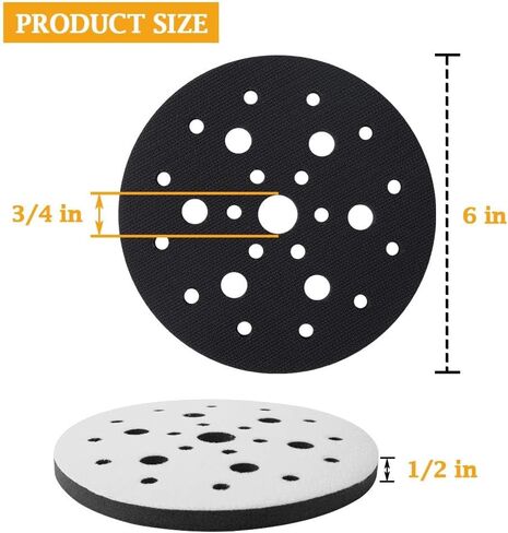 Gekufa 6 inch Interface Pad 5 Pack, 25 Holes Hook & Loop Foam Sanding Pads for Orbital Sander, 6" x 1/2" x 3/4" Polishing Sponge Cushion Pad in Saudi Arabia