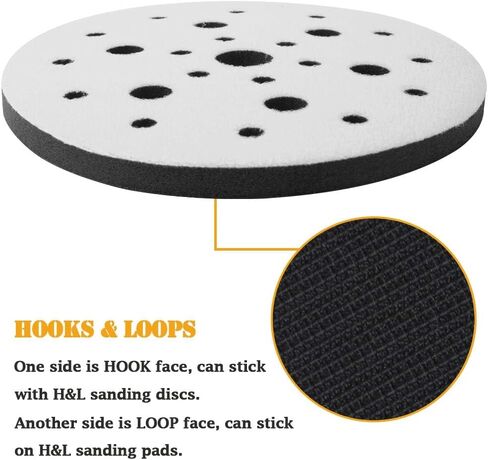 Gekufa 6 inch Interface Pad 5 Pack, 25 Holes Hook & Loop Foam Sanding Pads for Orbital Sander, 6" x 1/2" x 3/4" Polishing Sponge Cushion Pad in Saudi Arabia
